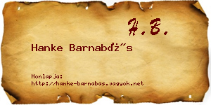Hanke Barnabás névjegykártya